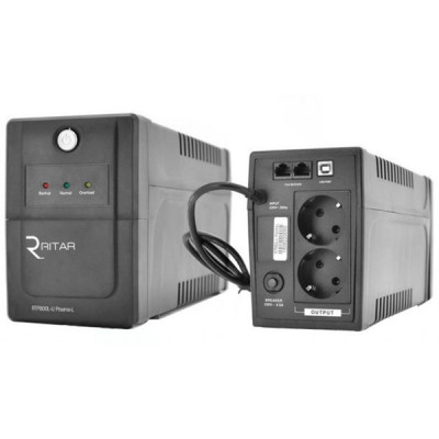 Джерело безперебійного живлення Ritar RTP850L-U (480W) Proxima-L, LED, AVR, 4st, USB, 2xSCHUKO socket, 1x12V9Ah, plastik Case Q4