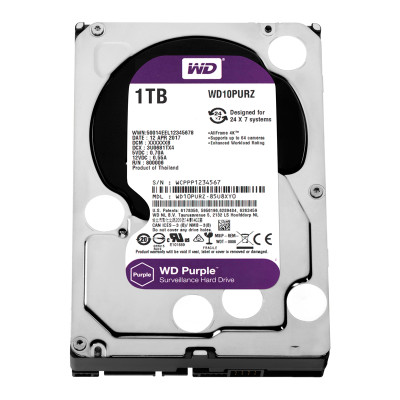 Жорсткий диск 3.5" 1Tb Western Digital Purple, SATA3, 64Mb, 5400 rpm (WD10PURZ)