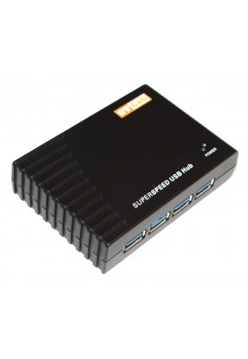 Концентратор USB 3.0 STlab U-540 HUB 4 порти, з БП, чорний
