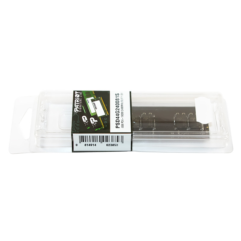 Пам'ять SO-DIMM, DDR4, 4Gb, 2400 MHz, Patriot, 1.2V, CL16 (PSD44G240081S)