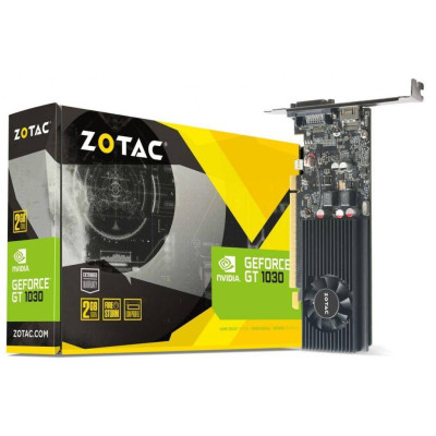 Відеокарта GeForce GT1030, Zotac, 2Gb GDDR5, 64-bit, DVI/HDMI, 1468/6000MHz, Low Profile (ZT-P10300A-10L)