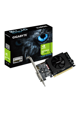 Відеокарта GeForce GT710, Gigabyte, 2Gb GDDR5, 64-bit, DVI/HDMI, 954/5010MHz, Low Profile (GV-N710D5-2GL)