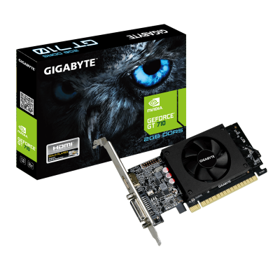 Відеокарта GeForce GT710, Gigabyte, 2Gb GDDR5, 64-bit, DVI/HDMI, 954/5010MHz, Low Profile (GV-N710D5-2GL)