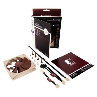 Вентилятор 120 mm, Noctua NF-P12 PWM, Biege/Brown, 120x120x25 мм, 300-1300 RPM, 12,6-19,8 dB, SSO Bearing, 4-pin PWM, 12 V/0,05 A, Low-Noise Adapter (L.N.A.), компенсатори вібрації
