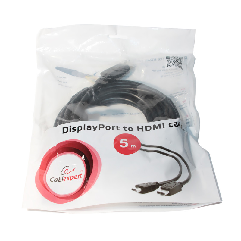 Кабель DisplayPort - HDMI 5 м Cablexpert (CC-DP-HDMI-5M)