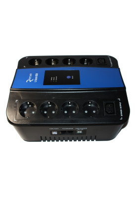 Джерело безперебійного живлення Ritar RS628U U-Smart-1000  (600W), LED, AVR, 3st, 8xSCHUKO socket, 1x12V9Ah, USB x2, RJ45, пластиковий корпус, 6.4 кг (280х245х125 мм)