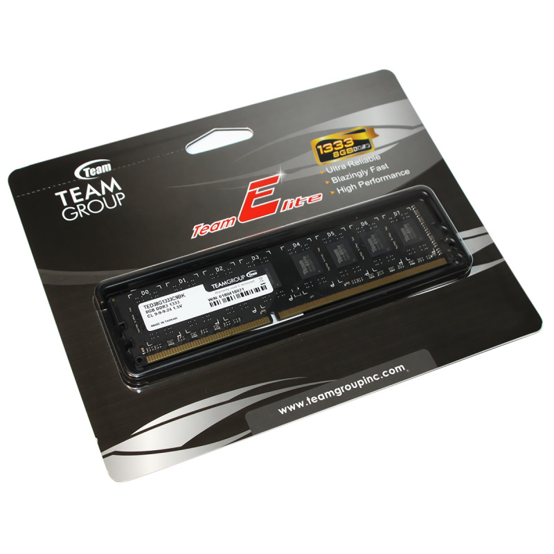 Пам'ять 8Gb DDR3, 1333 MHz, Team, 9-9-9-24, 1.5V (TED38G1333C901)