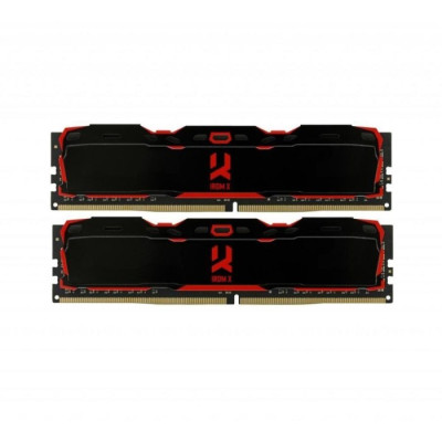 Пам'ять 8Gb x 2 (16Gb Kit) DDR4, 3000 MHz, Goodram IRDM X, Black, 16-18-18, 1.2V, з радіатором (IR-X3000D464L16S/16GDC)