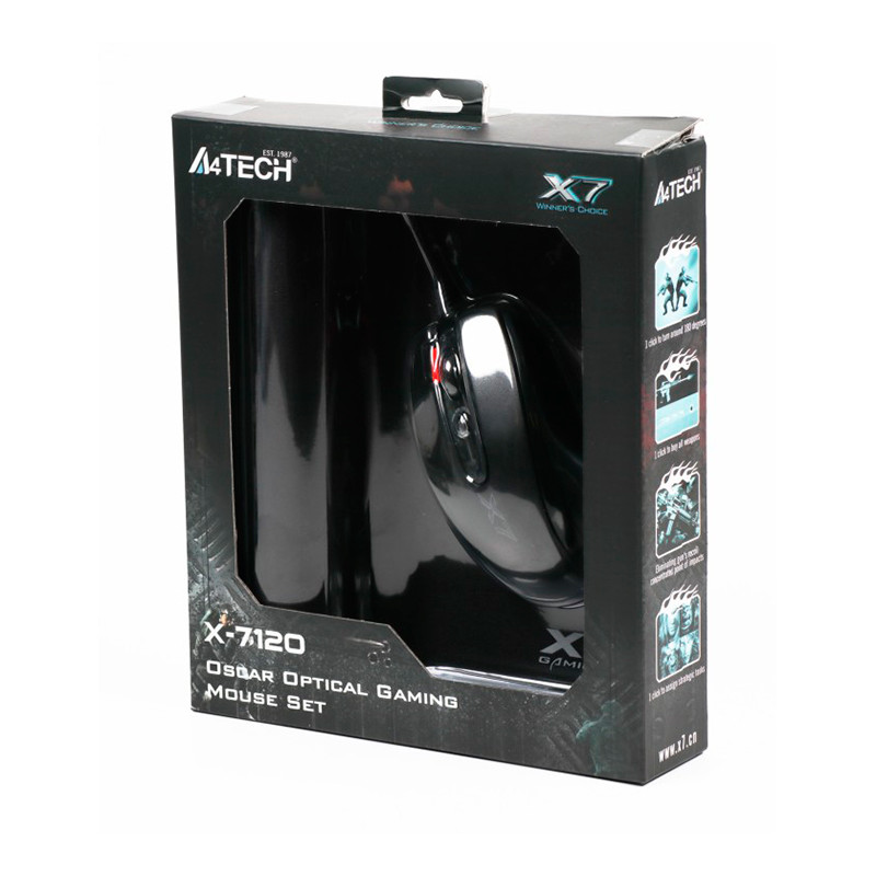 Миша A4Tech X-7120 USB Black X-710BK + килимок X7-200MP (Bundle)