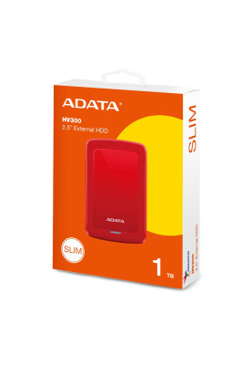 Зовнішній жорсткий диск 1Tb ADATA HV300, Red, 2.5", USB 3.2 (AHV300-1TU31-CRD)