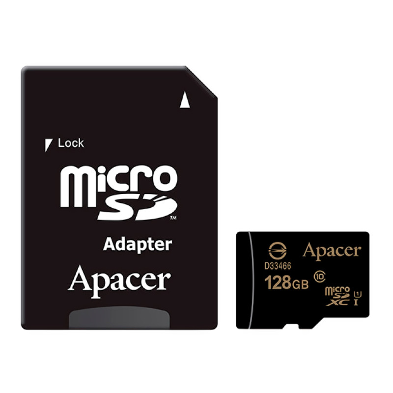 Карта пам'яті microSDXC, 128Gb, Class10 UHS-1, Apacer, SD адаптер, AP128GMCSX10U1-R