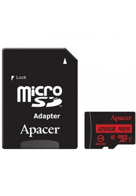 Карта пам'яті microSDXC, 128Gb, Class10 UHS-1, Apacer,  R85MB/s, SD адаптер, AP128GMCSX10U5-R