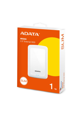 Зовнішній жорсткий диск 1Tb ADATA HV300, White, 2.5", USB 3.2 (AHV300-1TU31-CWH)