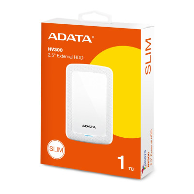 Зовнішній жорсткий диск 1Tb ADATA HV300, White, 2.5`, USB 3.2 (AHV300-1TU31-CWH)