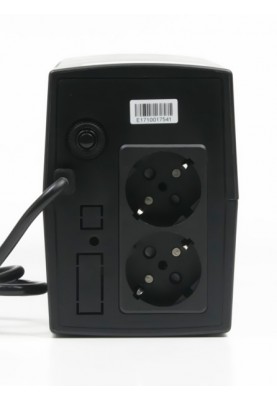 Джерело безперебійного живлення Maxxter MX-UPS-B850-02 Black, 850VA, 510 Вт, лінійно-інтерактивний, 2 розетки, батарея 12В/8Аг x 1 шт (пошкоджено упаковку)