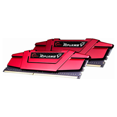 Пам'ять 8Gb x 2 (16Gb Kit) DDR4, 3000 MHz, G.Skill Ripjaws V, Red, 16-18-18-38, 1.35V, з радіатором (F4-3000C16D-16GVRB)