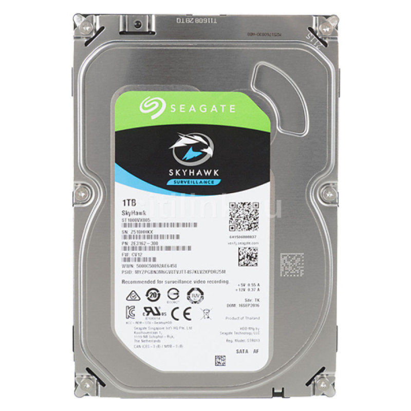 Жорсткий диск 3.5" 1Tb Seagate SkyHawk Surveillance, SATA3, 64Mb, 5900 rpm (ST1000VX005)