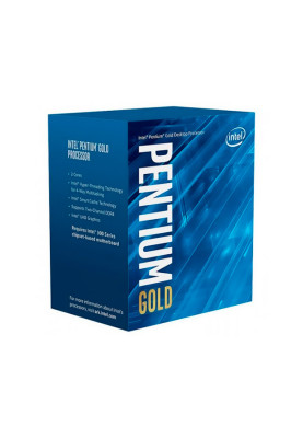Процесор Intel Pentium Gold (LGA1151) G5400, Box, 2x3.7 GHz, UHD Graphic 610 (1050 MHz), L3 4Mb, Coffee Lake, 14 nm, TDP 54W (BX80684G5400)