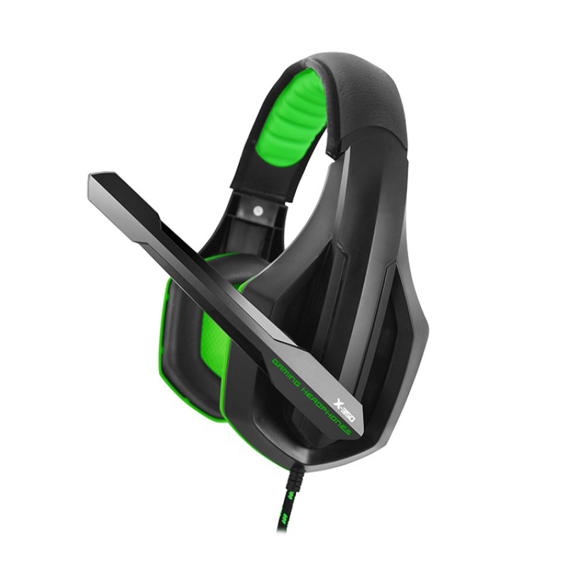 Навушники Gemix X-350 Gaming Black/Green, 2 x Mini jack (3.5 мм), накладні, кабель 2.4 м