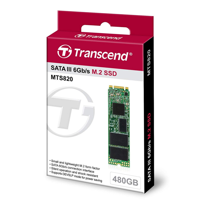 Твердотільний накопичувач M.2 480Gb, Transcend 820S, SATA3, 3D TLC, 530/480 MB/s (TS480GMTS820S)