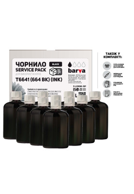 Чорнило Barva Epson L100, L110, L120, L132, L200, L210, L222, L300, L312, L350, L355, L362, L364, L366, L382, L386, L456, L486, L550, L555, L566, L1300, L3050, L3060, L3070, Black, 10 x 100 г (L100-1SP)