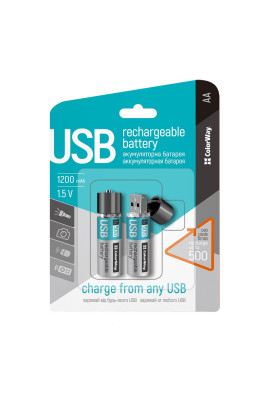 Акумулятор AA-USB, 1200 mAh, ColorWay, 2 шт, 1.5V (CW-UBAA-02)
