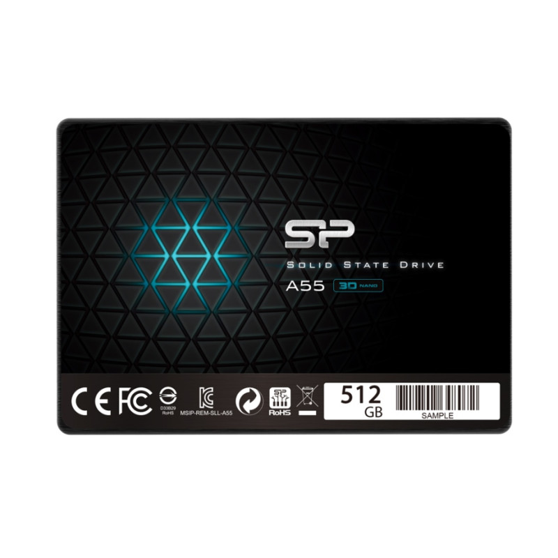 Твердотільний накопичувач 512Gb, Silicon Power A55, SATA3, 2.5", TLC, 500/450 MB/s (SP512GBSS3A55S25)