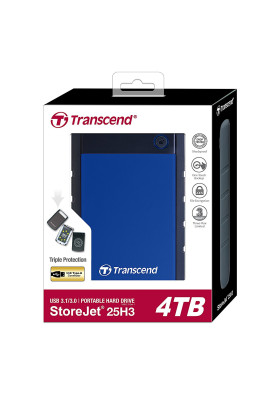 Зовнішній жорсткий диск 4Tb Transcend StoreJet 25H3, Dark Blue, 2.5", USB 3.1 (TS4TSJ25H3B)