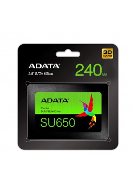 Твердотільний накопичувач 240Gb, ADATA Ultimate SU650, SATA3, 2.5", 3D TLC, 520/450 MB/s (ASU650SS-240GT-R)