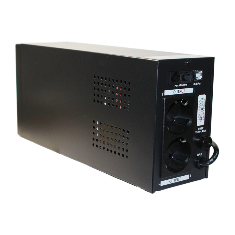 Джерело безперебійного живлення LogicPower UL650VA/390W, 2 розетки, 5 ступ. AVR, 7.5Ач12В. черный пластиковый корпус