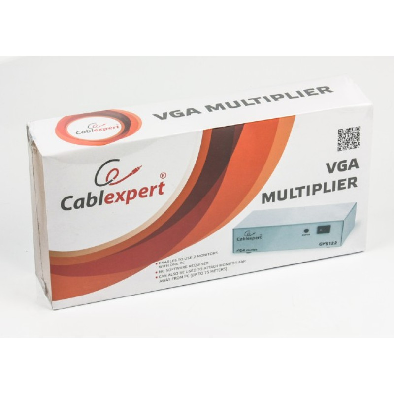 Сплітер VGA 2 Port Cablexpert GVS122 (розгалужувач, ком. 2 монітора)