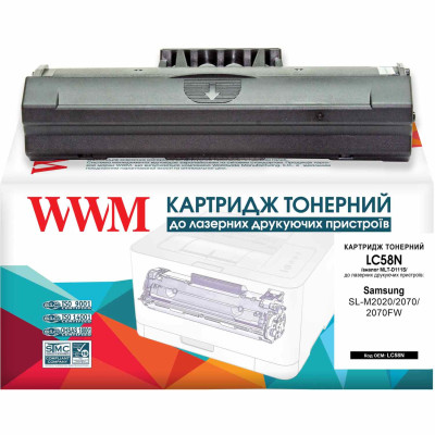Картридж Samsung MLT-D111S, Black, SL-M2020/M2070, 1000 стор, WWM (LC58N)