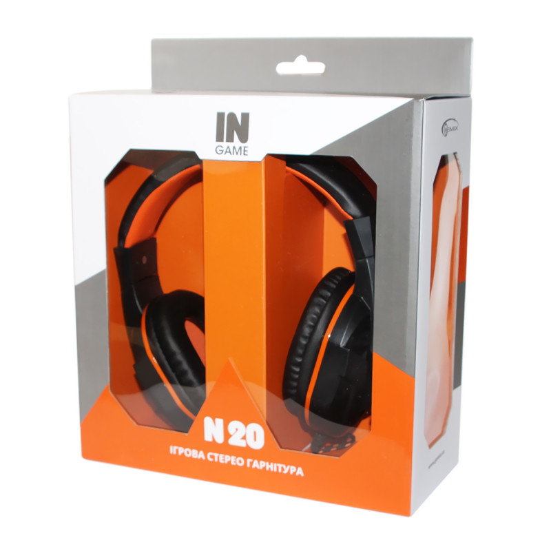 Навушники Gemix N20 Gaming Black/Orange, Mini jack, мікрофон, накладні, кабель 1.2 м