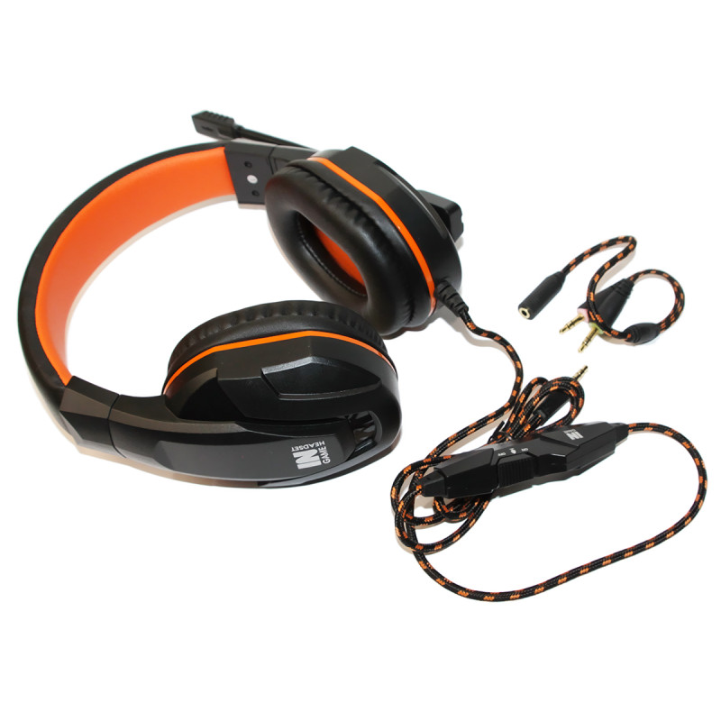 Навушники Gemix N20 Gaming Black/Orange, Mini jack, мікрофон, накладні, кабель 1.2 м