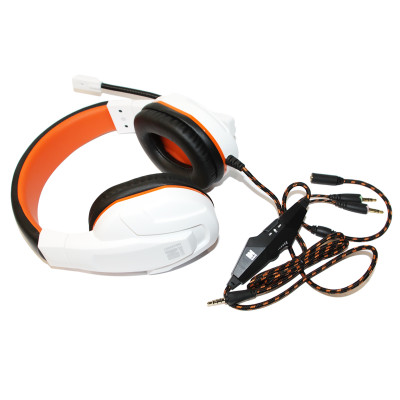 Навушники Gemix N20 Gaming White/Black/Orange, 2 x Mini jack (3.5 мм), накладні, кабель 1.2 м