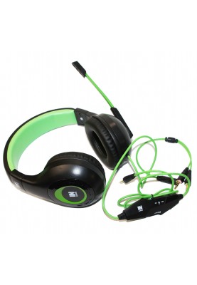 Навушники Gemix N3 Gaming Black/Green, Mini jack, накладні, мікрофон, кабель 1.2 м