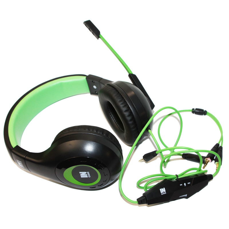 Навушники Gemix N3 Gaming Black/Green, Mini jack, накладні, мікрофон, кабель 1.2 м