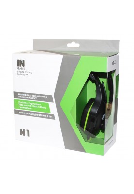Навушники Gemix N1 Gaming Black/Green, 2 x Mini jack (3.5 мм), накладні, кабель 1.2 м
