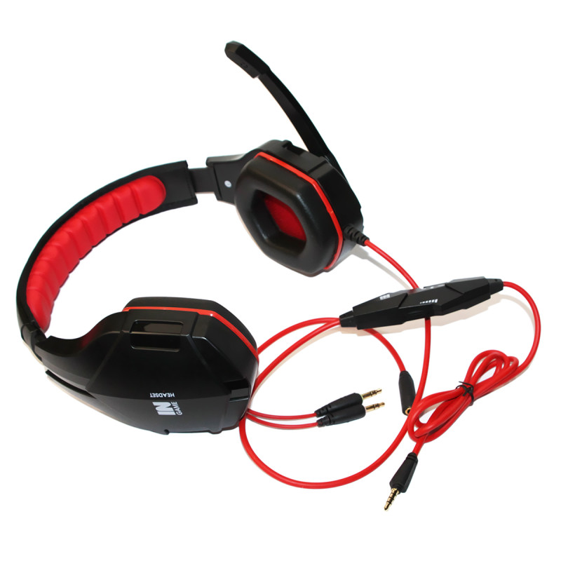 Навушники Gemix N1, Black/Red, 2 x Mini jack (3.5 мм), накладні, кабель 1.2 м