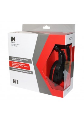 Навушники Gemix N1, Black/Red, 2 x Mini jack (3.5 мм), накладні, кабель 1.2 м