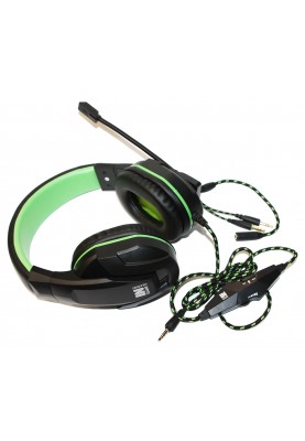 Навушники Gemix N20 Gaming Black/Green, Mini jack, мікрофон, накладні, кабель 1.2 м