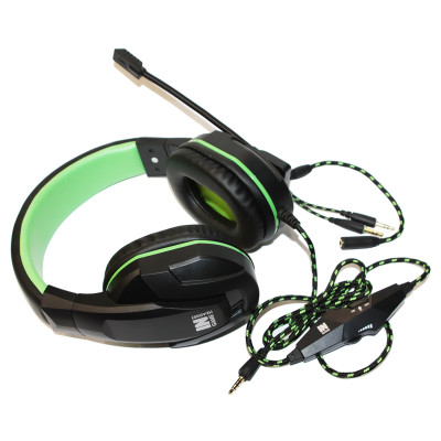 Навушники Gemix N20 Gaming Black/Green, Mini jack, мікрофон, накладні, кабель 1.2 м
