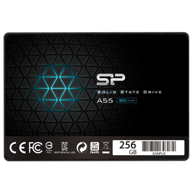 Твердотільний накопичувач 256Gb, Silicon Power A55, SATA3, 2.5", 3D TLC, 530/530 MB/s (SP256GBSS3A55S25)