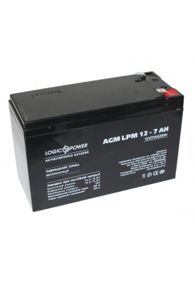Батарея для ДБЖ 12В 7Ач LogicPower, AGM LPM12-7.0AH, ШхДхВ 150x64x94 (3862)