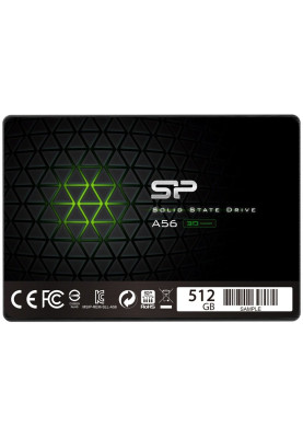 Твердотільний накопичувач 512Gb, Silicon Power A56, SATA3, 2.5", 3D TLC, 560/500 MB/s (SP512GBSS3A56A25)