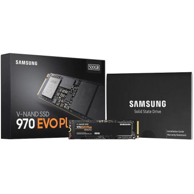 Твердотільний накопичувач M.2 500Gb, Samsung 970 Evo Plus, PCI-E 3.0 x4, MLC 3-bit, 3500/3300 MB/s (MZ-V7S500B)