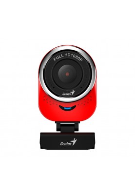 Web камера Genius QCam 6000, Red/Black, 1920x1080/30 fps, мікрофон, фіксований фокус, обертання на 360°, USB