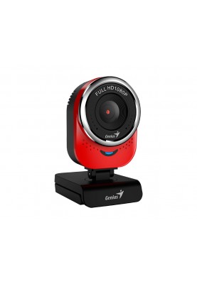 Web камера Genius QCam 6000, Red/Black, 1920x1080/30 fps, мікрофон, фіксований фокус, обертання на 360°, USB