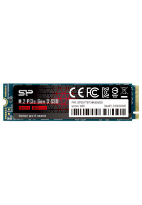 Твердотільний накопичувач M.2 512Gb, Silicon Power P34A80, PCI-E 3.0 x4, 3D TLC, 3200/3000 MB/s (SP512GBP34A80M28)