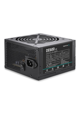 Блок живлення 600 Вт, Deepcool DE600 v2, Black, 12 см, 3xMolex / 4xSATA / 6+2-pin / 4+4-pin / 20+4-pin, захист: OVP/ SCP/UVP/OPP, ATX12V V2.4 (DP-DE600US-PH)